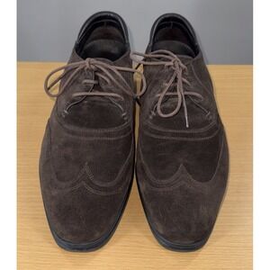 A Testoni Basic Oxford Dress Shoes Brown Suede‎ Leather Mens Size 11.5 Lace Up